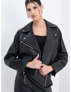 Hugo Jacheta biker din piele Laridas - Negru