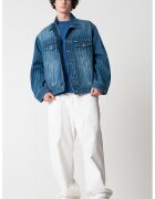Hugo Jacheta lejera din denim cu model in dungi si aplicatie logo - Albastru
