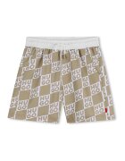 Hugo Pantaloni scurti de baie cu model logo - Alb/Maro camel