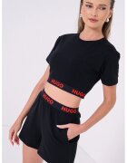 Hugo Pantaloni scurti de pijama cu banda logo in talie - Negru