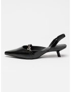 Hugo Pantofi slingback din piele cu varf ascutit si toc kitten - Negru