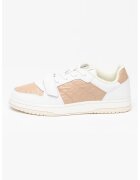 Hugo Pantofi sport cu talpa plata - velcro si sireturi Hadrian - Alb/Maro deschis
