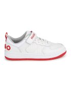 Hugo Pantofi sport de piele ecologica cu bareta velcro - Alb optic