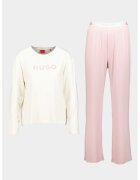 Hugo Pijama lunga cu logo - Roz prafuit/Crem