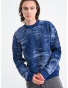 Hugo Pulover tricotat fin cu model abstract Sorbas - Albastru inchis/Albastru azur