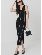 Hugo Rochie cu decolteu in V si slit lateral - Negru/Alb murdar
