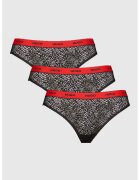 Hugo Set de chiloti din dantela cu banda logo in talie - 3 perechi - Negru