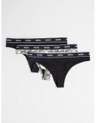 Hugo Set de chiloti tanga cu logo - 3 perechi - Negru/Gri