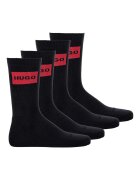 Hugo Set de sosete din amestec de bumbac cu striatii si logo - 4 perechi - Negru
