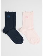 Hugo Set de sosete lungi cu imprimeu logo - 2 piese - Negru/Piersica