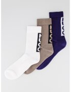 Hugo Set de sosete lungi cu logo - 3 perechi - Alb/Kaki/Bleumarin