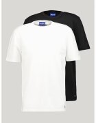 Hugo Set de tricouri uni din amestec de bumbac - 2 piese - Negru/Alb optic