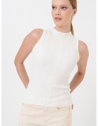 Hugo Top elastic din tricot cu guler scurt - Crem