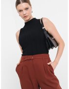 Hugo Top elastic din tricot cu guler scurt - Negru