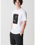 Hugo Tricou cu decolteu la baza gatului si imprimeu logo - Alb/Coral/Negru stins