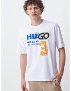 Hugo Tricou de bumbac cu logo frontal - Alb/Negru/Albastru royal