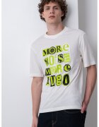 Hugo Tricou de bumbac cu text - Negru stins/Alb murdar/Verde lime