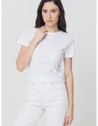 Hugo Tricou slim fit cu logo din strasuri - Alb/Argintiu