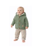 I Do Cardigan bebelusi iDO cu gluga verde salvie din bumbac tricotat captusit