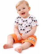 I Do Compleu bebe nou-nascut din bumbac cu tricou si bermude Alb Portocaliu