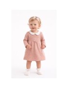 I Do IDO Rochie de bumbac tricotata cu guler rotund Alb fildes Roz prafuit