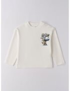IDO Bluza de bumbac cu imprimeu grafic - Alb