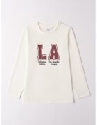 IDO Bluza de bumbac cu imprimeu text - Alb