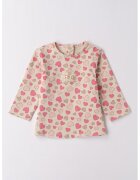 IDO Bluza din amestec de bumbac cu model inimi - Maro deschis/Maro nisip/Roz