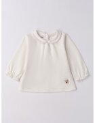 IDO Bluza lejera cu mansete elastice si capse - Alb fildes