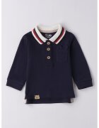 IDO Bluza polo de bumbac cu buzunar aplicat - Rosu/Alb/Bleumarin
