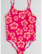 IDO Costum de baie intreg cu model floral - Fucsia/Portocaliu deschis