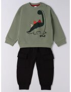 IDO Trening cu pantaloni cargo cu snur - Negru/Gri