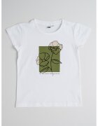 IDO Tricou cu decolteu la baza gatului si imprimeu - Alb/Kaki