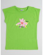IDO Tricou cu decolteu la baza gatului si model floral - Roz/Verde lime