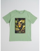 IDO Tricou din bumbac cu decolteu la baza gatului si imprimeu grafic - Portocaliu/Verde deschis