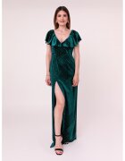 Ilona Andreoiu Rochie din catifea cu slit lateral Whispers - Verde englez