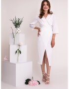Ilona Andreoiu Rochie midi cu maneci 3/4 Nefeli - Alb optic