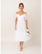 Ilona Andreoiu Rochie midi cu umeri decupati - Alb
