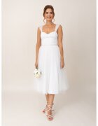 Ilona Andreoiu Rochie midi evazata cu model cu funde - Alb