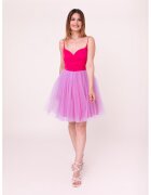 Ilona Andreoiu Rochie scurta evazata cu funda pe partea din spate Bloom - Fucsia/Lila