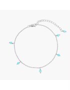 INDIRA Bratara de picior din argint Gem Droplet - Turcoaz - 21-26 cm