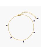 INDIRA Bratara de picior din argint Golden Gem Droplet - Lapis Lazuli