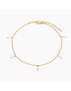 INDIRA Bratara de picior din argint Golden Gem Droplet - Piatra Lunii - 21-26 cm