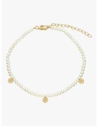 INDIRA Bratara de picior placata cu aur de 14K si decorata cu perle - Alb/Auriu
