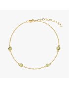 INDIRA Bratara din argint Birthstone Golden August - Peridot - 15-18 cm