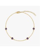 INDIRA Bratara din argint Birthstone Golden February - Ametist - 15-18 cm