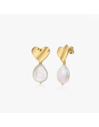 INDIRA Cercei din argint Heart of Gold - Perle Naturale