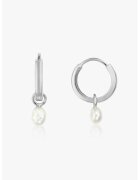 INDIRA Cercei din argint veritabil 925 decorati cu perle Little Drop - Alb/Argintiu