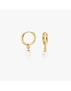 INDIRA Cercei din aur Pearl Hoops - Perle naturale
