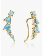 INDIRA Cercei placati cu 2 microni de aur de 14K si decorati cu labradorite - Auriu/Turcoaz